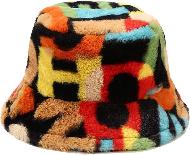 BEARUN Winter Faux Fur Furry Bucket Hat Fluffy Fuzzy Warm Hat Plush Fisherman Hat for Women Men Teens Girls - Image 1